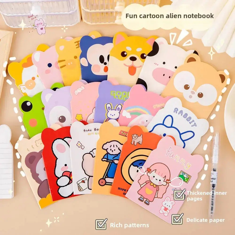 Petoria® Kawaii Mini-Notizbücher Set mit bunten Cartoon-Motiven, ideal für Schule und Büro.