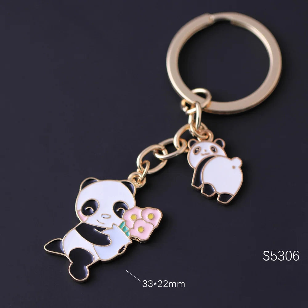 Tier-Schlüsselanhänger für Frauen, schöne bunte Emaille-Schlüsselanhänger, Panda, Katze, Eichhörnchen, Kaninchen, Autozubehör, Taschenanhänger, Freunde, Geschenke