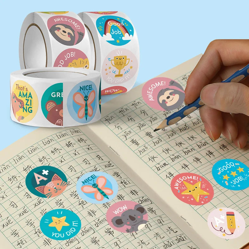 100–500 Stück Belohnungsaufkleber mit niedlichen Cartoon-Tieren für Kinder, Schule, Lehrerbedarf, klassisches Spielzeug für Kinder, Geschenk, Versiegelung, Dekor, Schreibwaren