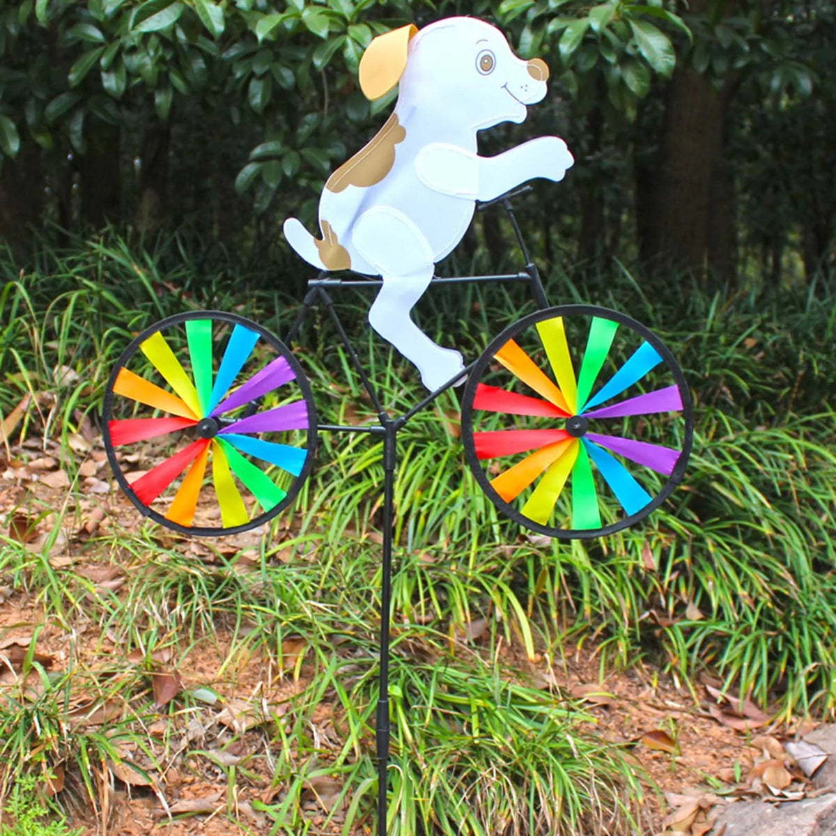 Cute 3D Animal on Bike Windmill Yard Art Whirly Garden Stakes Decorations for Holiday Garden Decoration Petoria Store