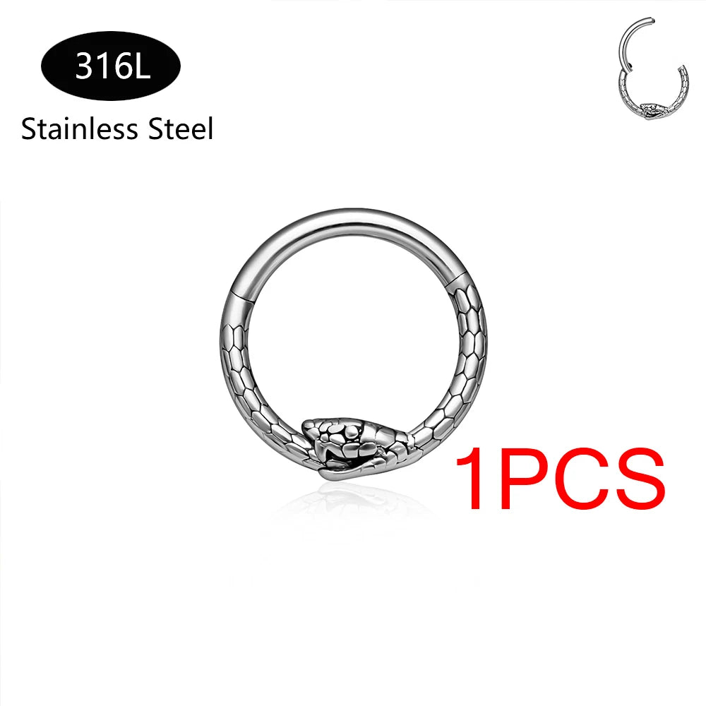 Edelstahl Runde Schlangenasenringe 16G Tragus Helix Conch Daith Knorpel Ohrringe Hoop Septum Clicker Piercing Schmuck