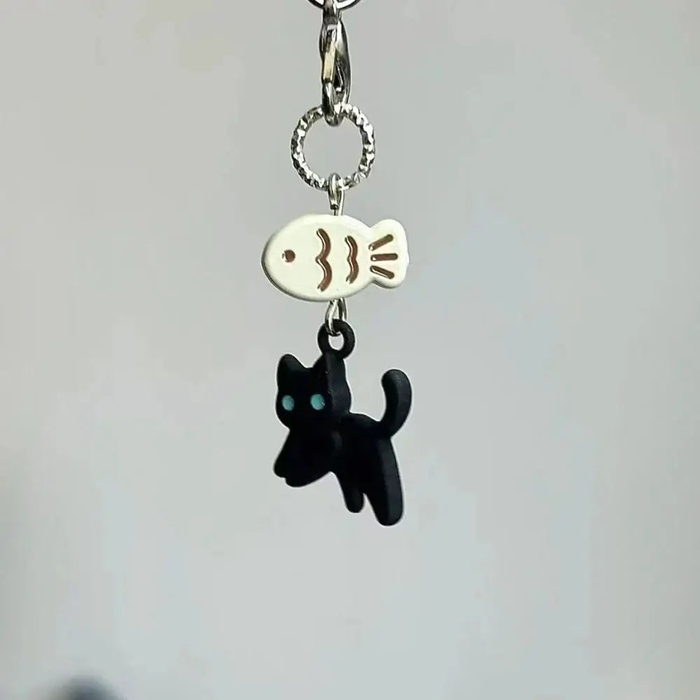 Süße schwarze Katze Schlüsselanhänger