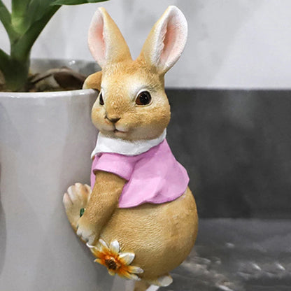 Cute Rabbit Figurine Decoration Garden Supplies Resin Flower Pot Pendant Craft Handicraft  Gifts for Garden Flowers Pot Petoria Store