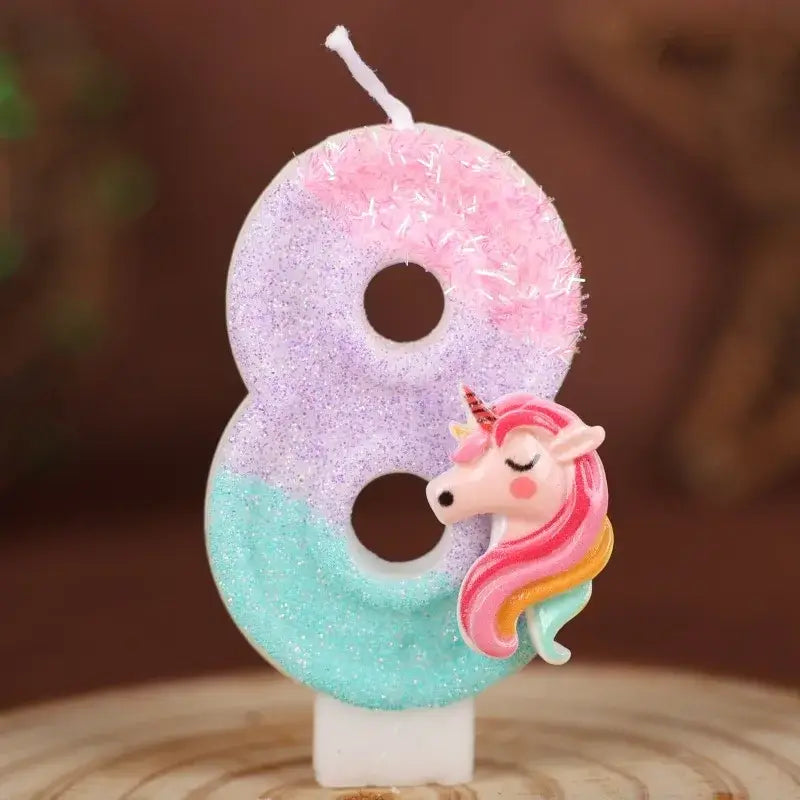 Einhorn Zahlenkerzen für Kindergeburtstag 0–9