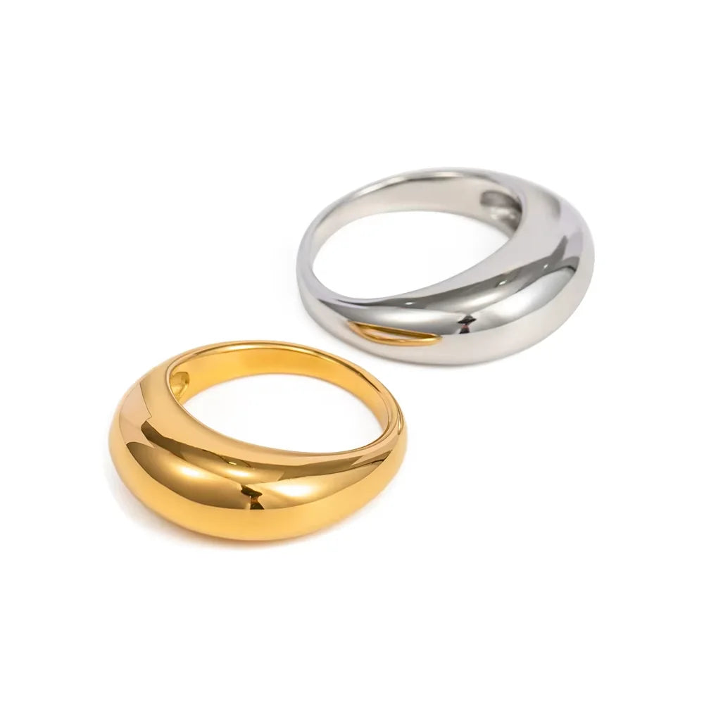 SUNIBI Modische einfache Edelstahlringe für Frauen, Bogenringe, Schmuck, Paar, Jahrestag, geometrischer Ring, Größe 5, 6, 7, 8, Schmuck