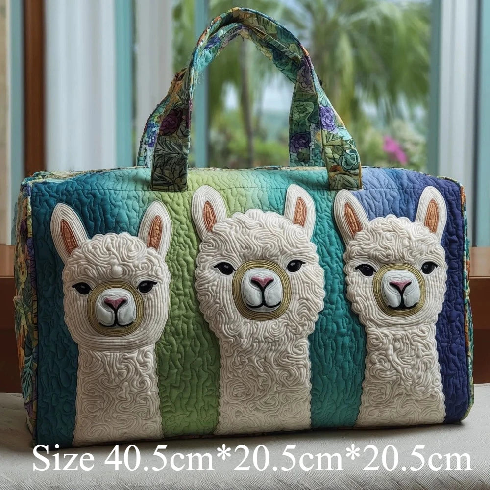 3D Quilted Travel Tote Bag Animal Print Bear Flamingo Peacock Llama Lion Boho Art Tote for Men Women Weekend Beach Trip Bags Petoria Store