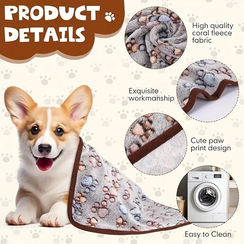 🐾 Petoria® Premium Flanelldecke mit Pfotenmuster – Weich, Warm &amp; Kuschelig für Hunde &amp; Katzen Petoria