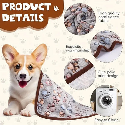 🐾 Petoria® Premium Flanelldecke mit Pfotenmuster – Weich, Warm &amp; Kuschelig für Hunde &amp; Katzen Petoria