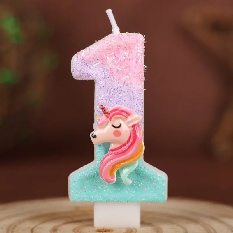 Einhorn Zahlenkerzen für Kindergeburtstag 0–9