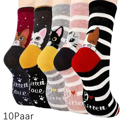 Katzen Baumwollsocken Set