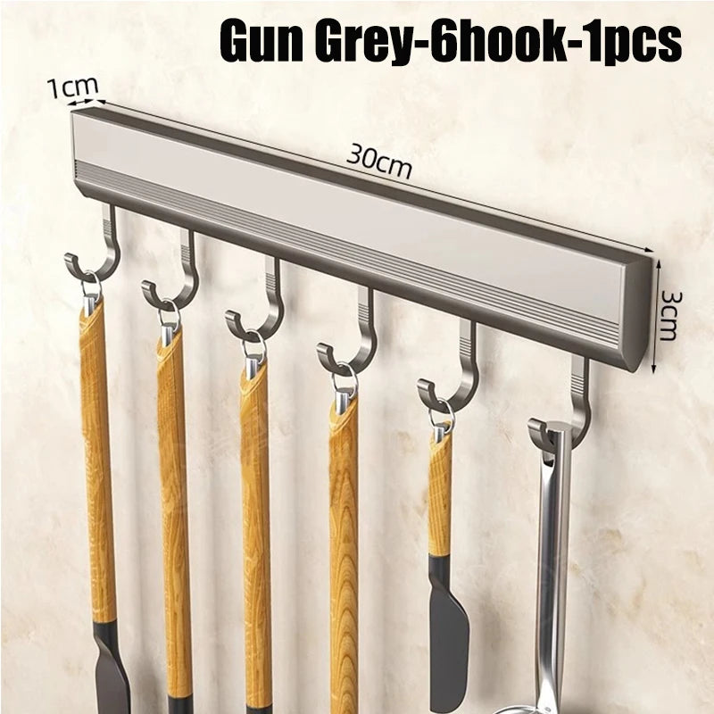 Küche Lagerung Rack Aluminium Legierung Haken Rack Wand Montiert Küche Utensil Lagerung Rack Bad Robe Handtuch Aufhänger