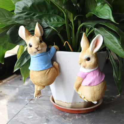 Cute Rabbit Figurine Decoration Garden Supplies Resin Flower Pot Pendant Craft Handicraft  Gifts for Garden Flowers Pot Petoria Store