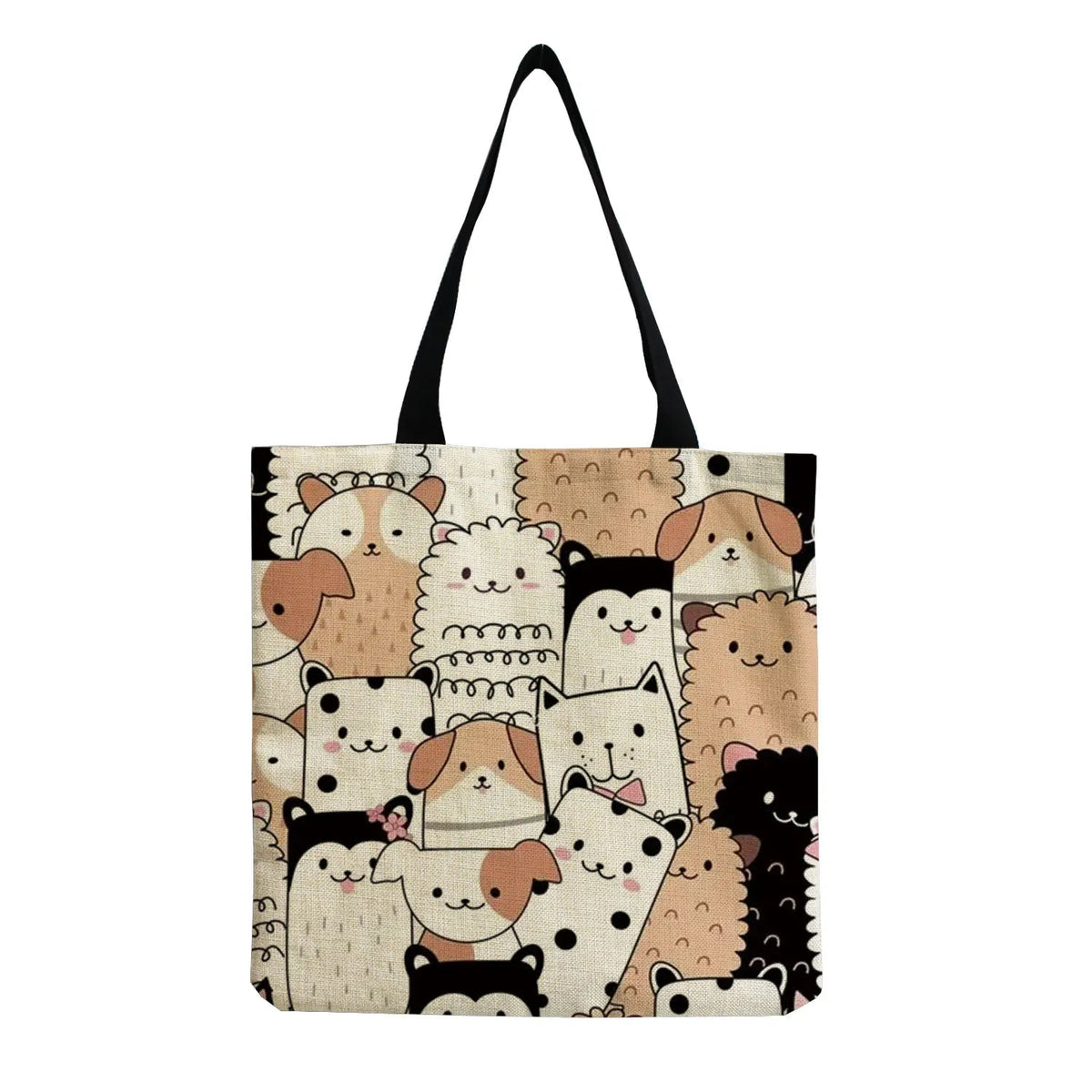 Cartoon Cute Dinosaur Printed Tote Linen Personality Girl Shoulder Bag Large Capacity Travel Storage Packs Women Shopping Bag Petoria Store