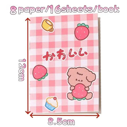 Kawaii Cartoon Mini-Notizbücher mit bunten Motiven, 8,5 cm x 12 cm, ideal für Notizen und kreative Ideen.