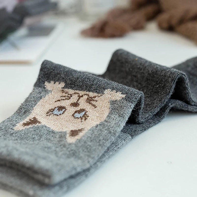 5 Paar Socken mit Cartoon-Katzen-Aufdruck, bequem