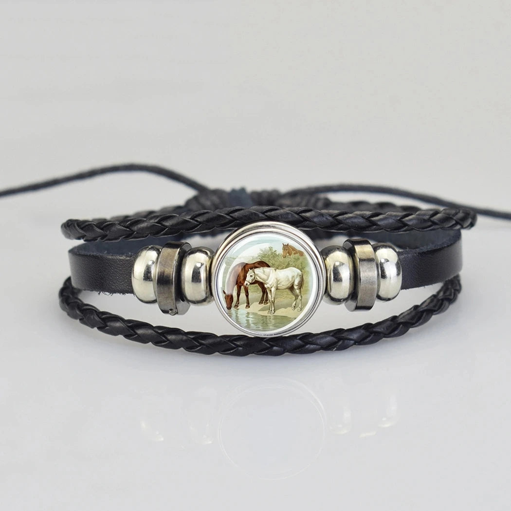Lederarmband mit Pferdekopf für Damen und Herren