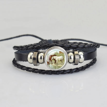 Lederarmband mit Pferdekopf für Damen und Herren