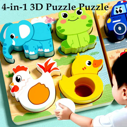 🧩 Petoria™ 4-in-1 Holz Tier Puzzle
