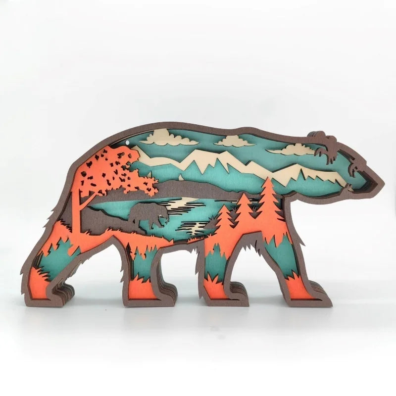 3D Holz Tierfigur Handgefertigte Dekoration Premium