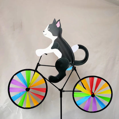 Animal Riding Three-dimensional Cartoon Modelling Windmill Creative Bicycle Wind Spinners Standing Pole Garden Yard Decoration Petoria Store