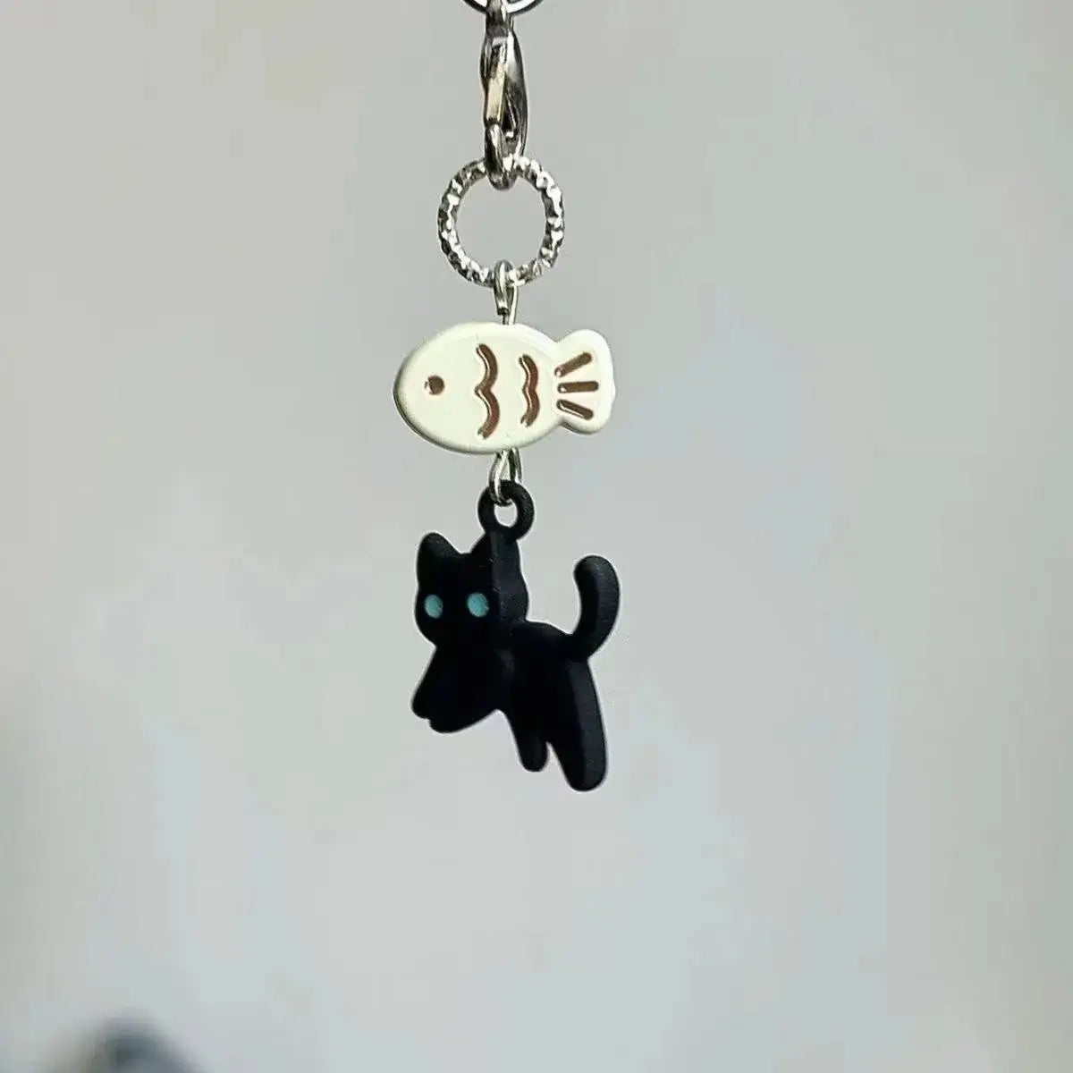 Süße schwarze Katze Schlüsselanhänger