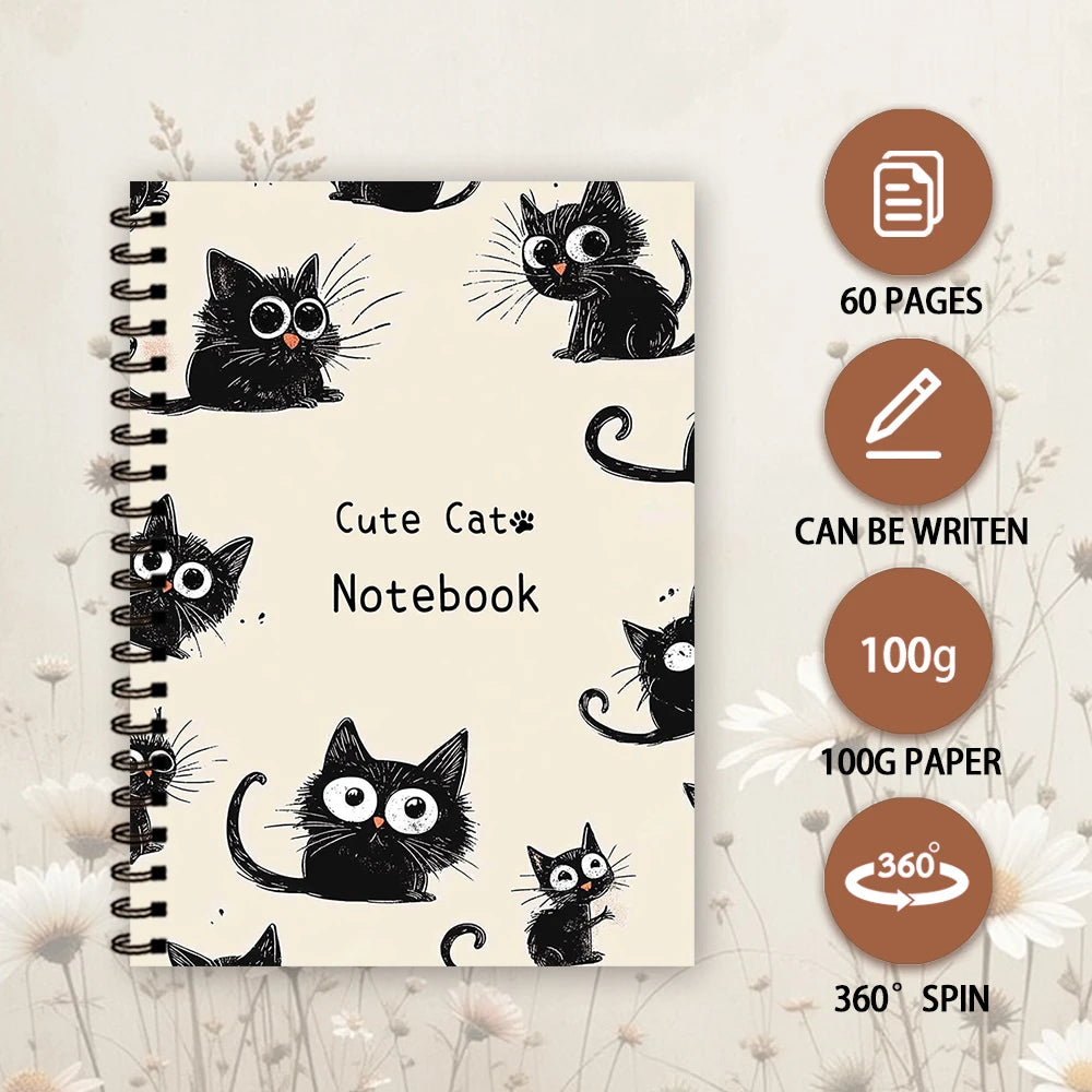 Notizbuch mit kleiner schwarzer Katze, blanko linierte Seiten, ideales Geschenk zum Notieren, inspirierend für Männer und Frauen, perfekt für Studenten