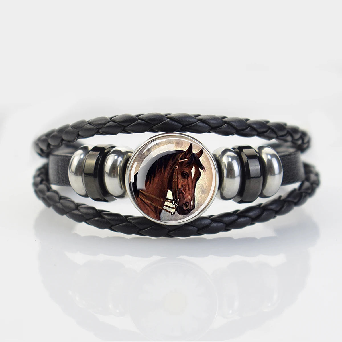Lederarmband mit Pferdekopf für Damen und Herren