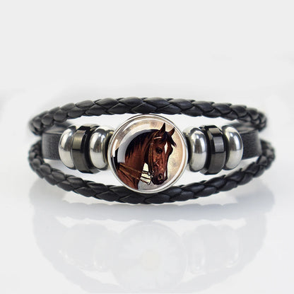 Lederarmband mit Pferdekopf für Damen und Herren