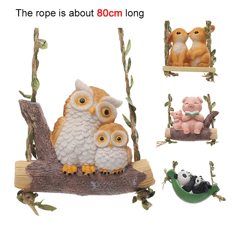 Garden Animal Pendant Cute Parent-child Resin Hanging Piece Horticulture Decoration Ornament Landscape Warm Lovers Hangings Petoria Store