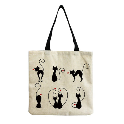Cartoon Cute Dinosaur Printed Tote Linen Personality Girl Shoulder Bag Large Capacity Travel Storage Packs Women Shopping Bag Petoria Store