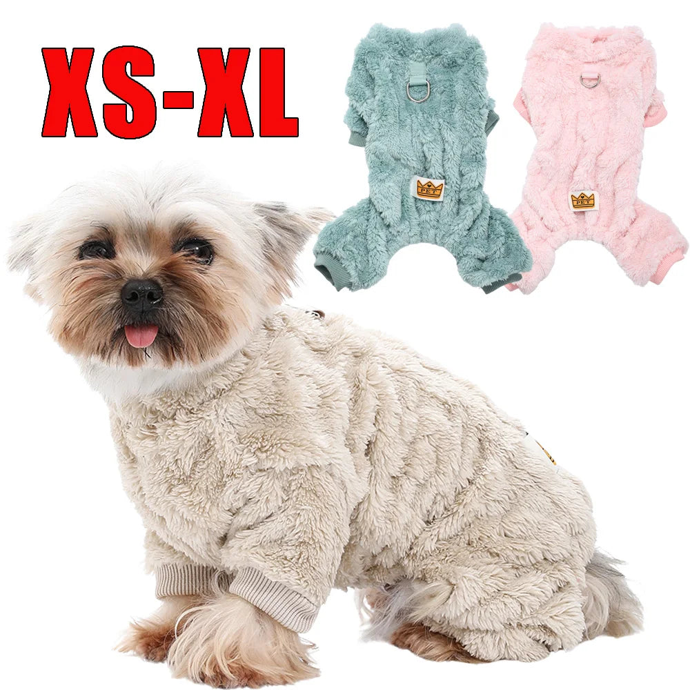 Haustier-Hundekleidung, gemütlicher weicher Fleece-Overall für Welpen und Katzen, für kleine und mittelgroße Hunde, Katzen, warme Winterkleidung mit Elastizität, Yorkshire-Mops