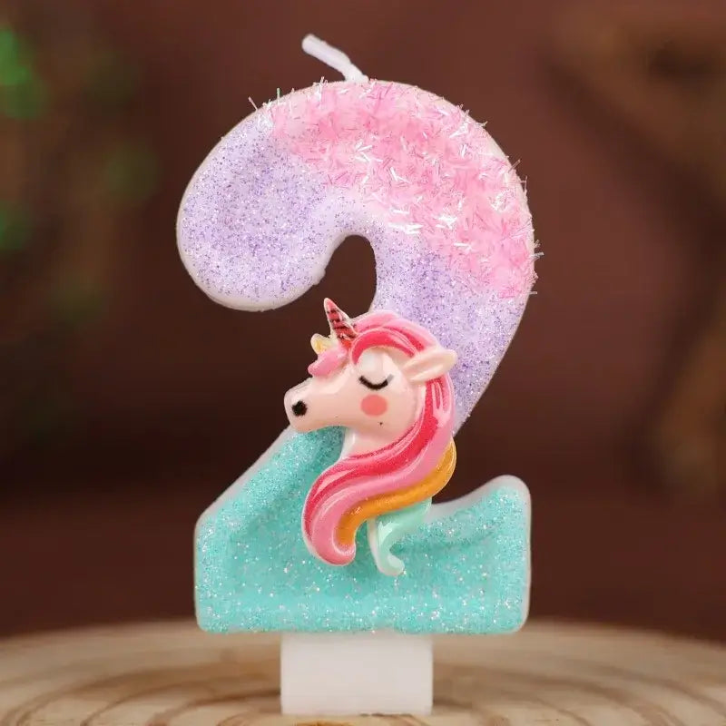 Einhorn Zahlenkerzen für Kindergeburtstag 0–9