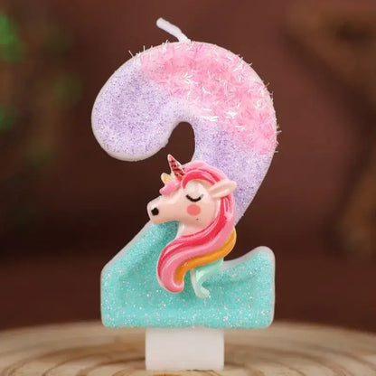 Einhorn Zahlenkerzen für Kindergeburtstag 0–9