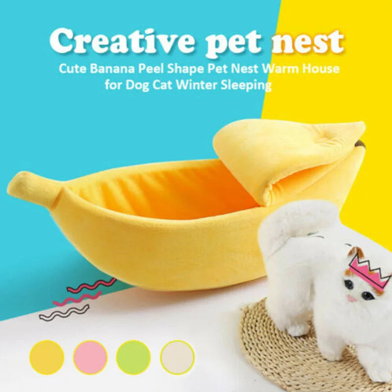 Bananen-Katzenbett, Haus für den Winter, lustig, niedlich, gemütlich, Katzenmatte, Betten, warm, langlebig, tragbar, Haustierkorb, Zwinger, Hundekissen, Katzenzubehör