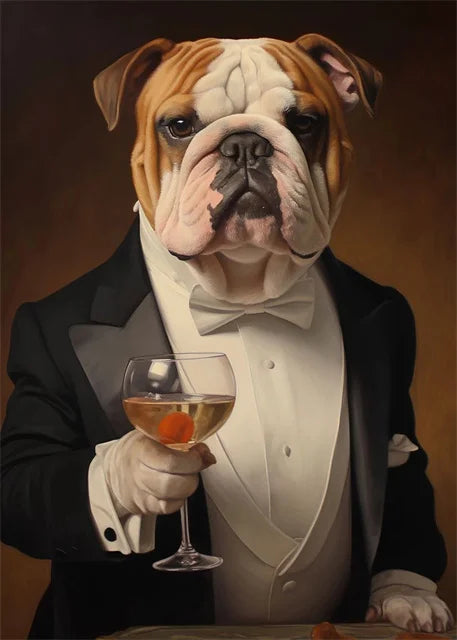 Animal Dog Portrait Art Canvas Painting Dog Dressed King Funny Posters and Prints Wall Art Pictures for Home Living Room Decor Petoria Store
