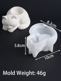 Tier Katze Kerzenhalter Silikon Form DIY Hause Desktop Ornamente Kerzenhalter Casting Formen Gips Harz Handwerk Machen Werkzeug