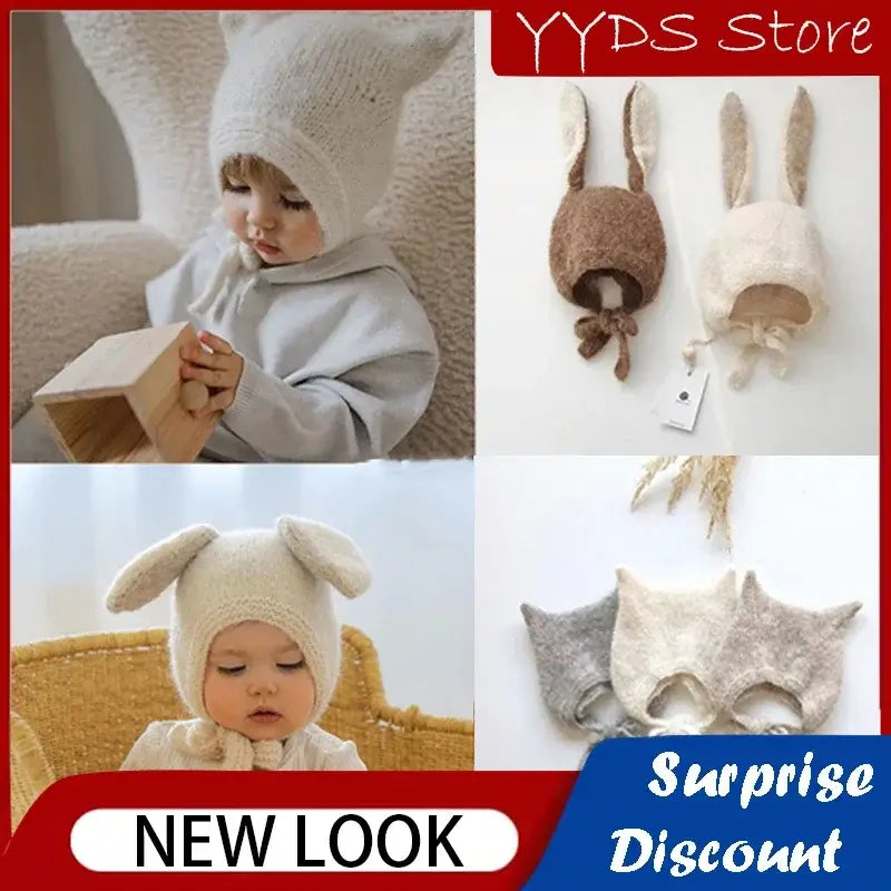 Baby Beanie mit Hasenohren in verschiedenen Farben, ideal für kalte Tage, stilvoll und bequem für Ihr Baby.