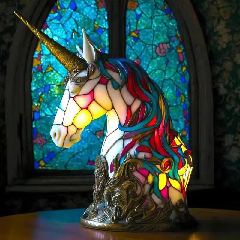 Animal Series Desk Lamp LED Decorative Night Stand Light Lamp Colorful Vintage Stained Resin Table Lamp Home Accessories Petoria Store