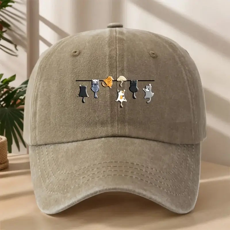 Katzen Baseballkappe – Vintage Unisex Cap mit Stickerei