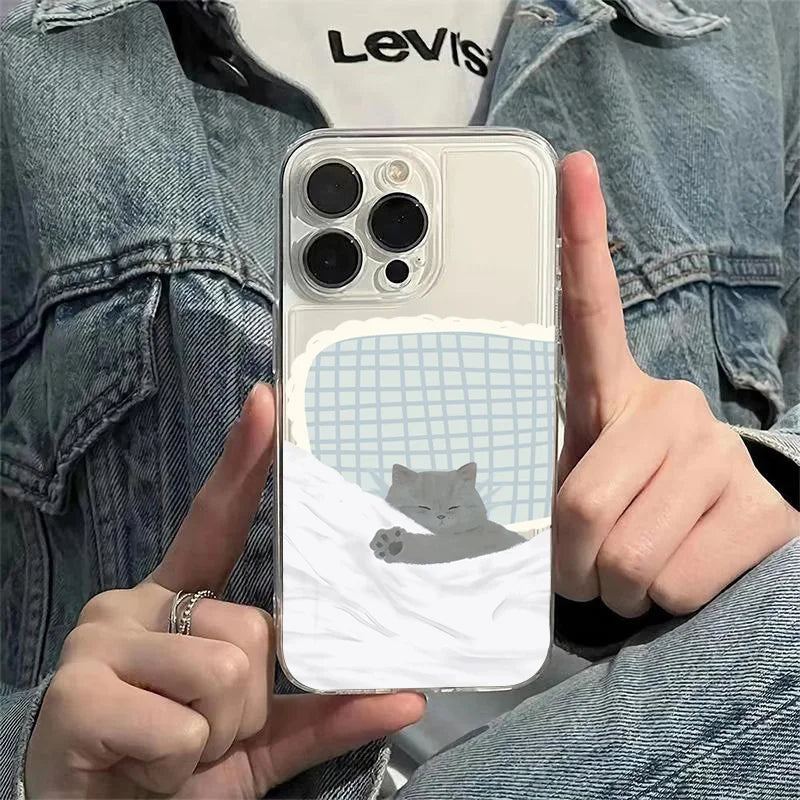 Hund Katze Paar Handyhülle für iPhone 16E 17 16 15 11 12 14 13 Pro Max Air XS XR 7 8Plus SE2 Niedliche Cartoon-Tier-stoßfeste Abdeckung