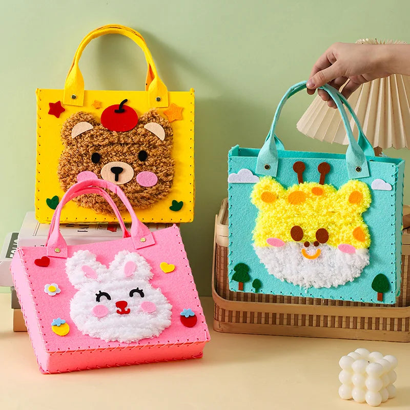 DIY Filz Tier Tasche Handwerk Set Anfänger handgemachte Handwerk Kunst Spielzeug für Kinder Mädchen Nähen Handwerk Kit machen liefert lernen Nähen