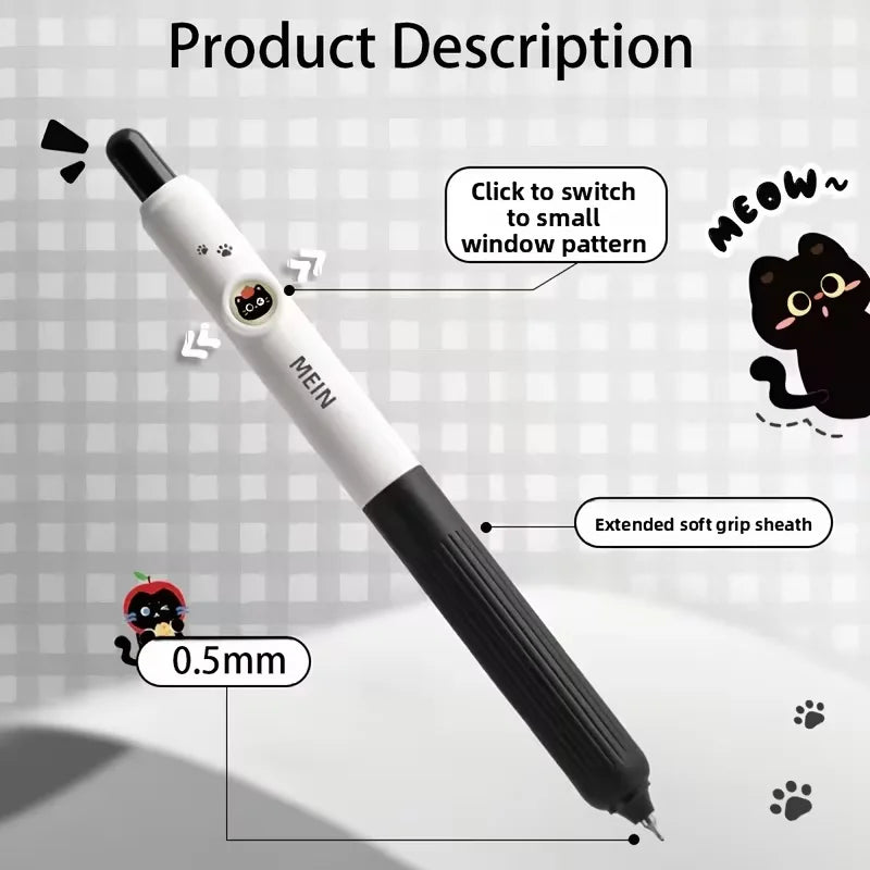 4 Stück Kawaii-Katzenstifte, Pfote 0,5 mm, schnell trocknend, schwarze Tinte, glattes Schreiben, einziehbare Stifte, Schule, Journaling, Geburtstag, Weihnachten, Geschenk ﻿