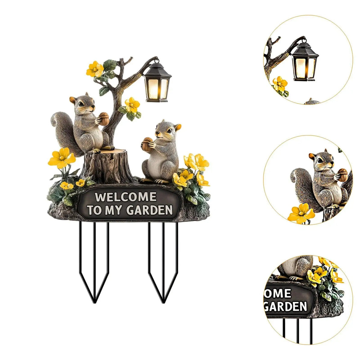 Squirrel Decorative Garden Stake 2D Planter Pot Decor for Bonsai Courtyard Petoria Store