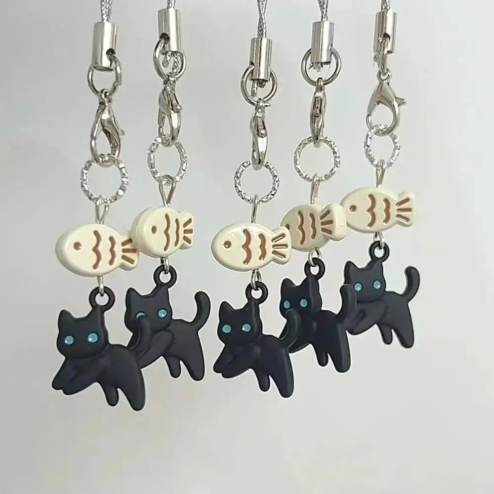 Süße schwarze Katze Schlüsselanhänger