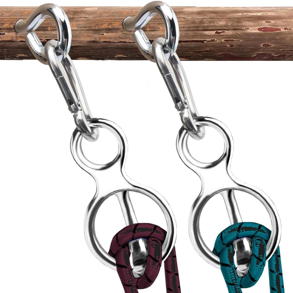 Edelstahl-Pferdebindering - Schnellverschluss-Pferdebindeknoten, Langlebiges Pferdegeschirr mit Karabiner & Ösenschraube, Einfach zu Installieren für