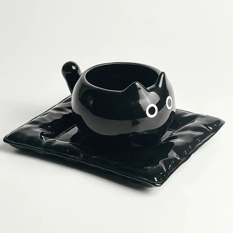 Keramiktasse, niedliche Katzenform, unterglasurfarben, Cartoon, siamesische Katze, Kaffeetassen, Zuhause, Frühstück, Milch, Kaffeetasse, Geburtstagsgeschenk, Tasse