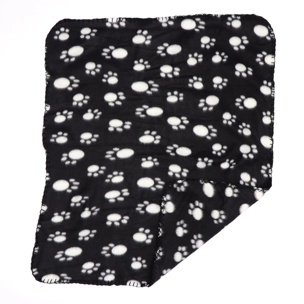 Doppelseitige Fleece-Decke für Haustiere 60x70cm Schwarz-Weiß Pfoten Weiche Warme Abdeckung für Hunde Katzen Welpen Bett Schlafmatte Haustierdecke