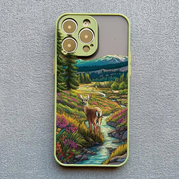 Tiere Hirsch Bär Pfau Matte Handyhülle für iPhone 16 15 14 13 12 11 Pro Max 13 12 Mini 15 14 Plus XS XR X 7 8 Plus SE2 Cover