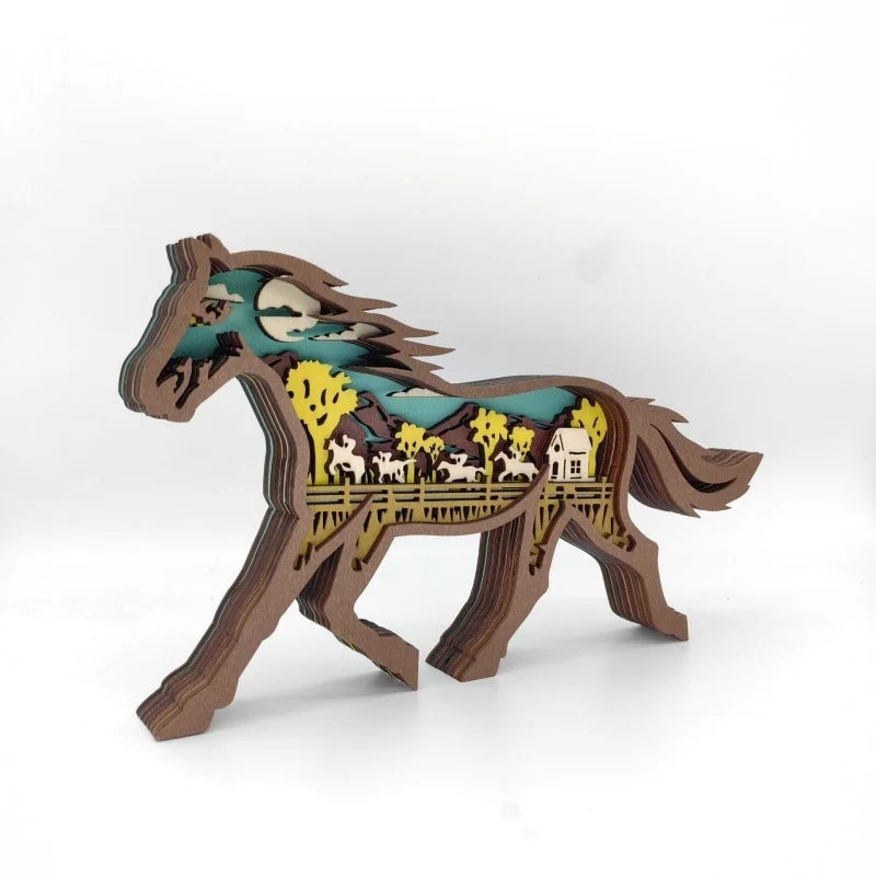 3D Holz Tierfigur Handgefertigte Dekoration Premium