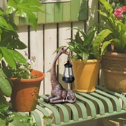 Cute Giraffe Solar Light Garden Statue Animal Figurine Lantern Giraffe Sculpture Animal Resin Statue Backyard Art Craft Ornament Petoria Store